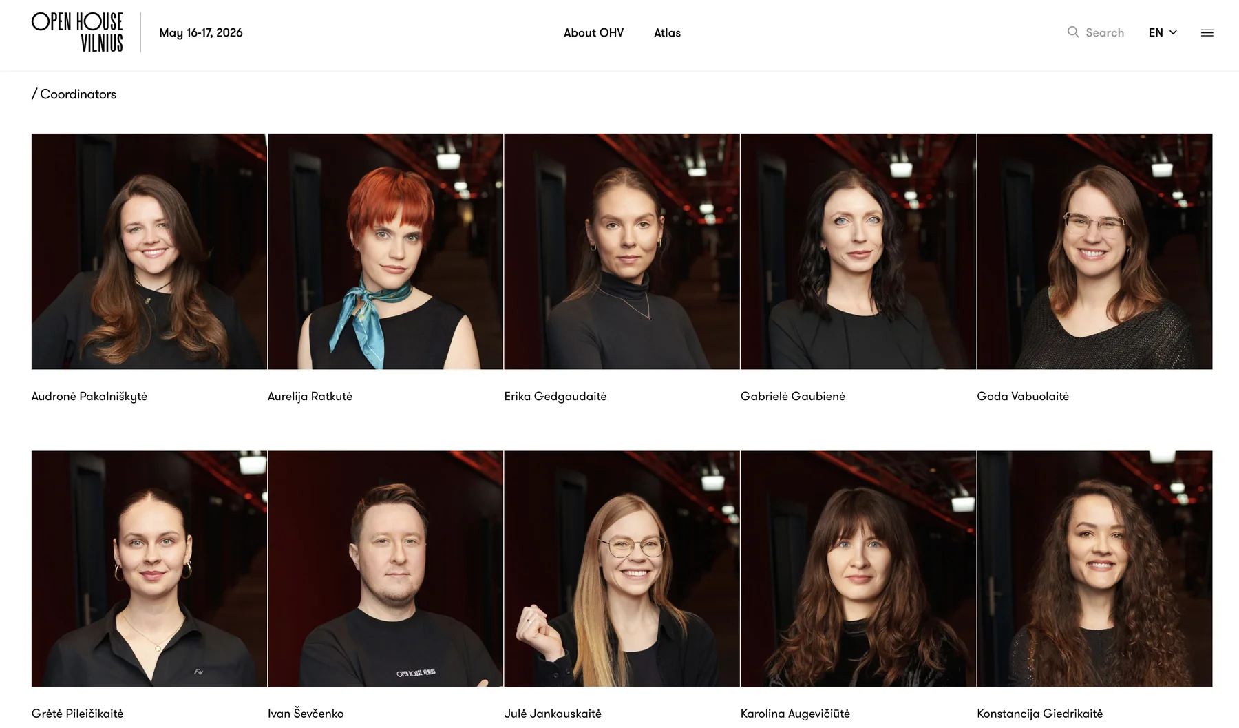 Open House Vilnius coordinator portraits on the festival website